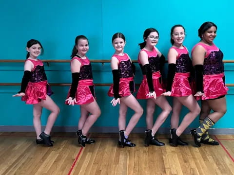 a group of girls in a gym