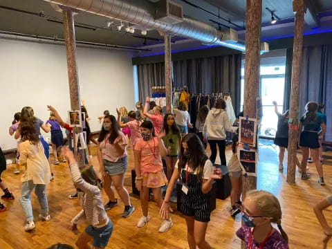 a group of people dancing