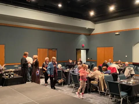 a group of people in a room