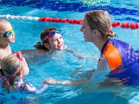 a group of women in a pool