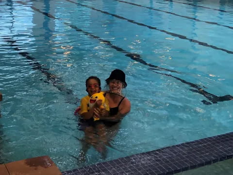 two people in a pool