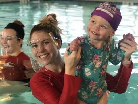 a group of people in a pool