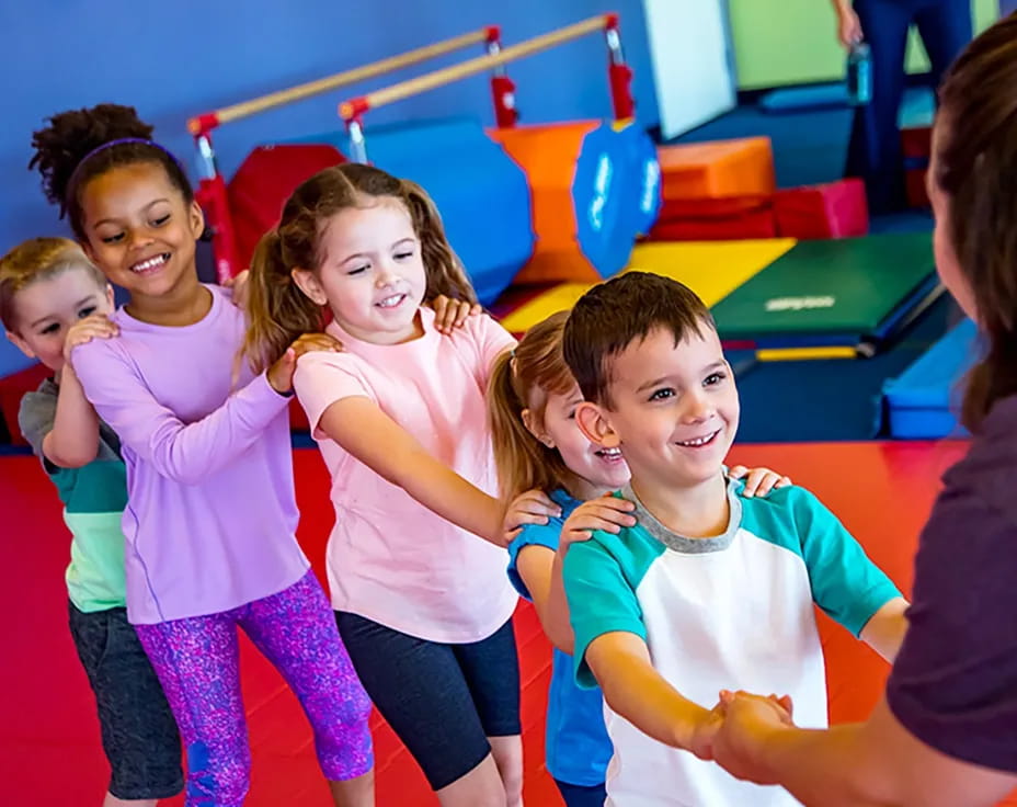 a group of children in a gym
