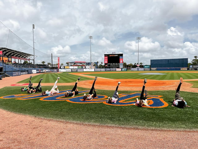 a group of people on a field