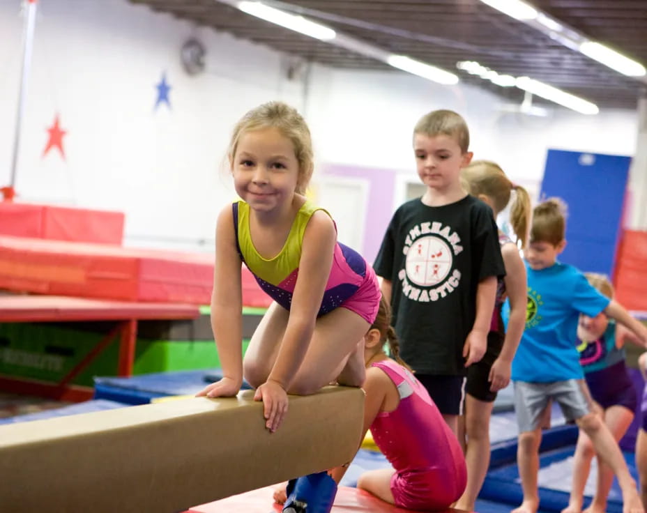 a group of children in a gym