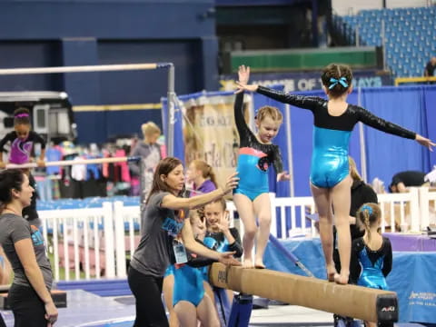 a group of women in a gym