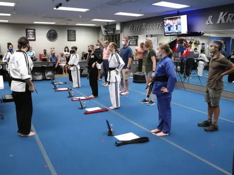 a group of people in a room