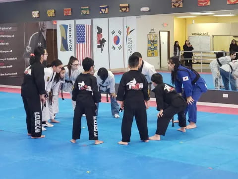 a group of people in a room