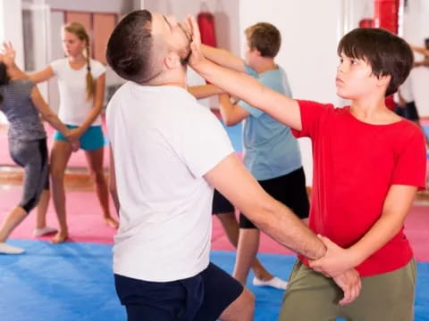 a group of people exercising