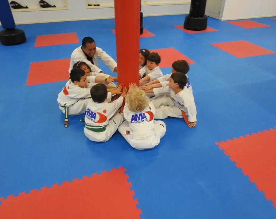 a group of people in white uniforms