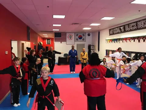 a group of people in a room