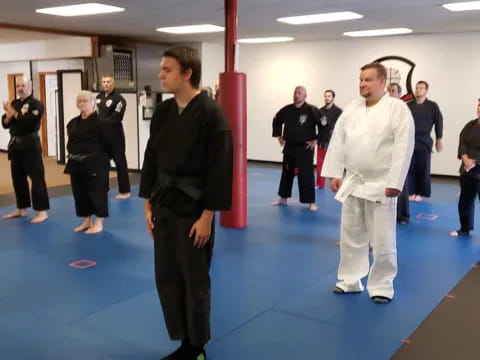 a group of people in a room