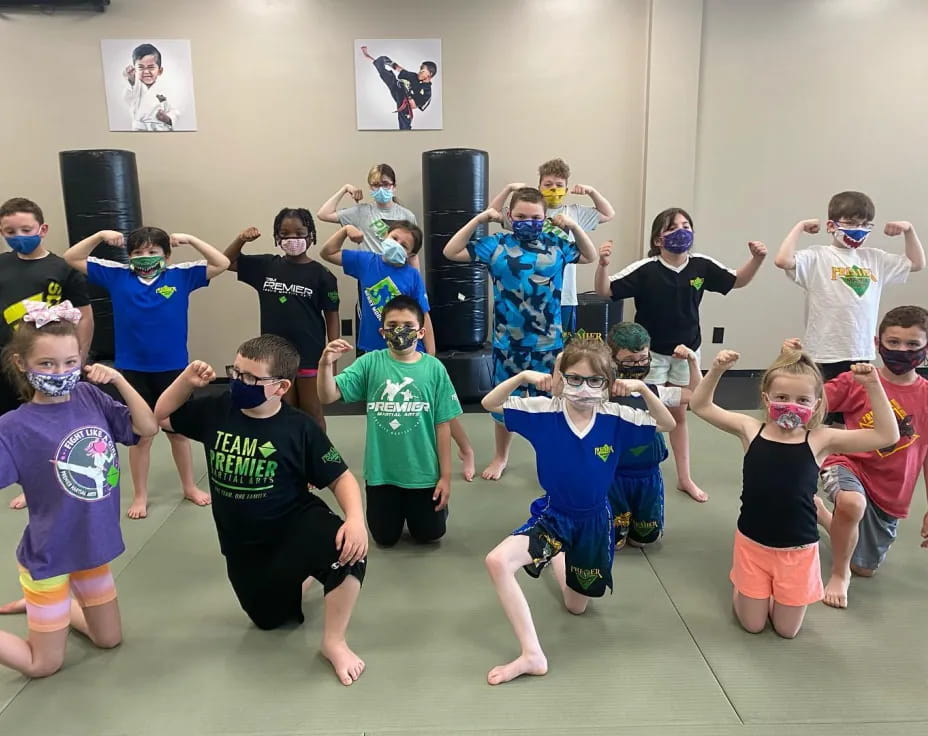 a group of children wearing masks