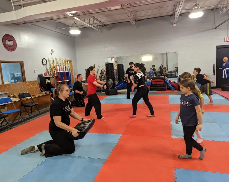 a group of people exercising