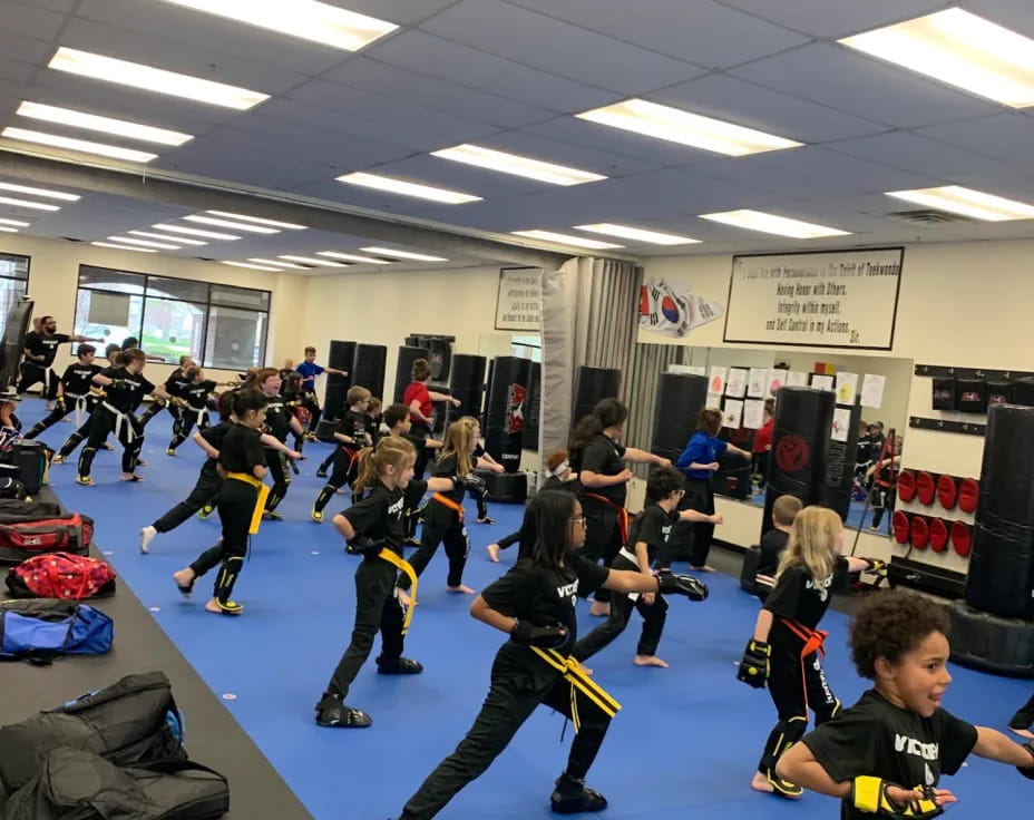 a group of kids in a gym