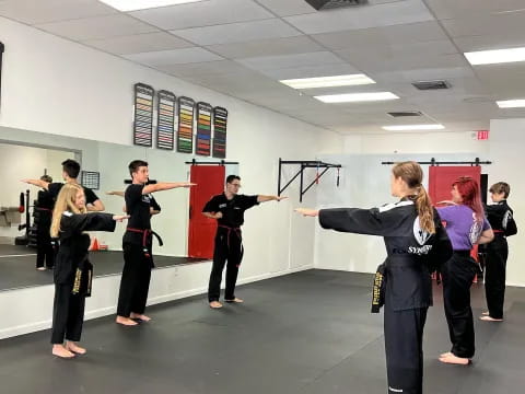 a group of people in a room