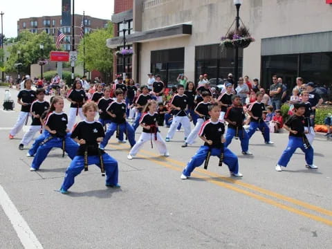 a group of people in a parade