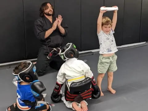 a person and a couple kids