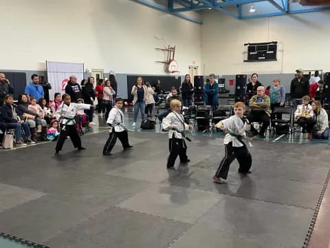 a group of children in a gym
