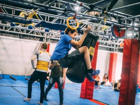a group of people in a gym