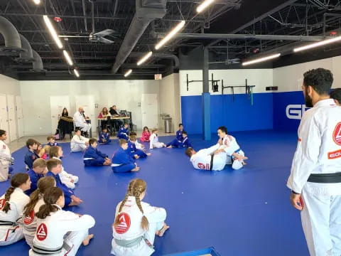 a group of people in a room