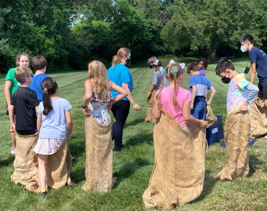 a group of people in a field