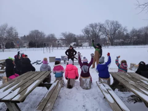 a group of people outside