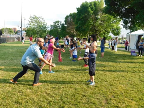 a group of people playing a game