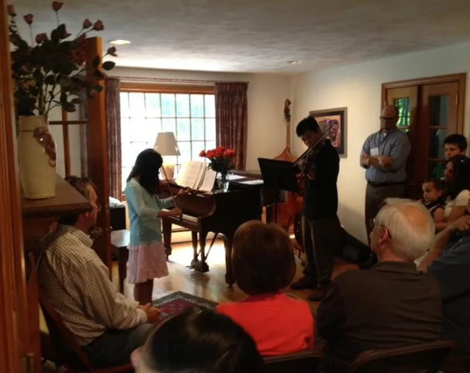 a group of people in a room