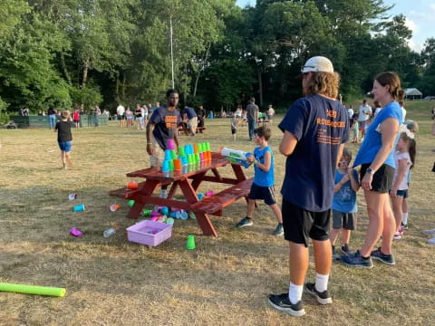 a group of people playing a game