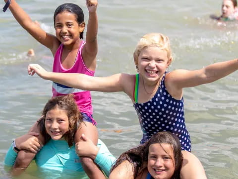 a group of women in the water