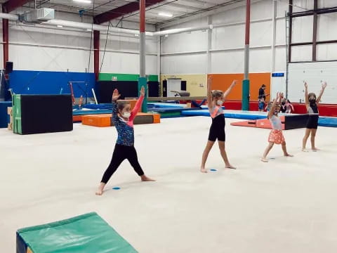 a group of people exercising
