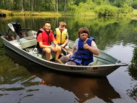 a group of people in a boat