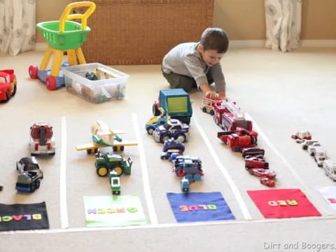 a child playing with toys