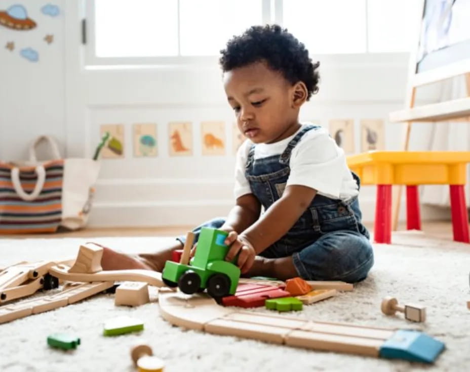 a child playing with toys