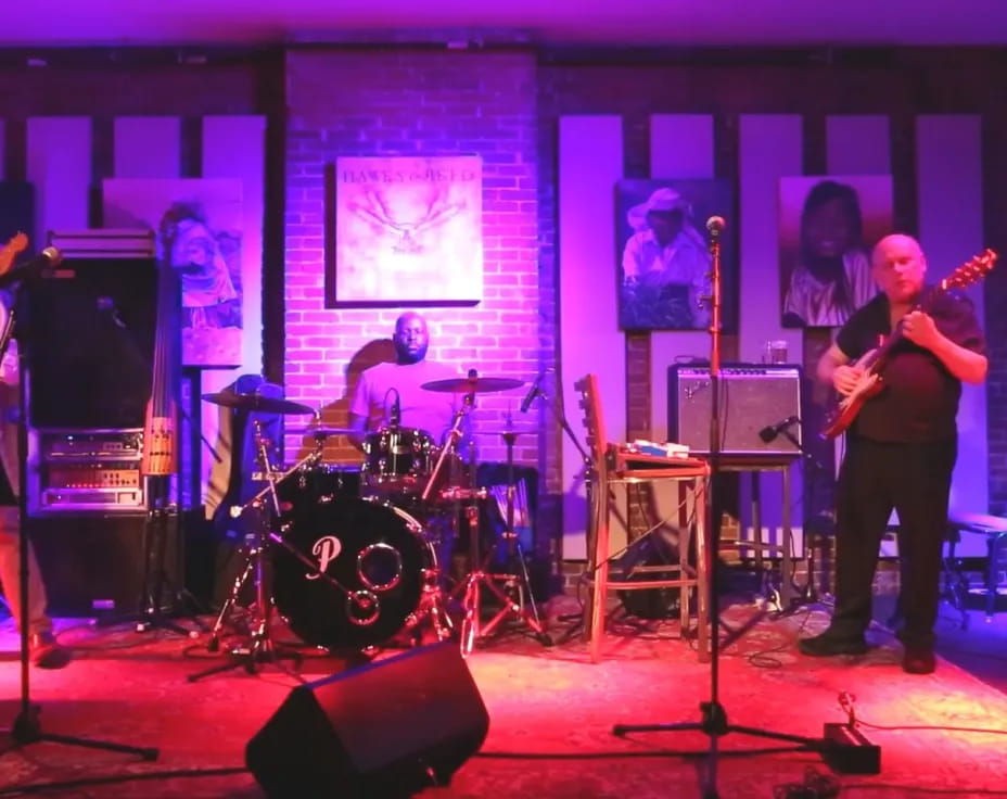 a band playing on a stage