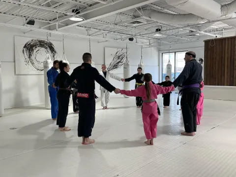 a group of people in a room