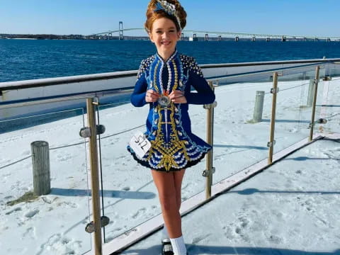 a person in a blue dress