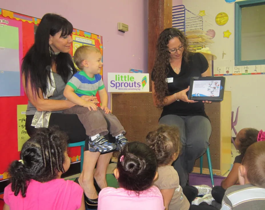 a group of people in a classroom