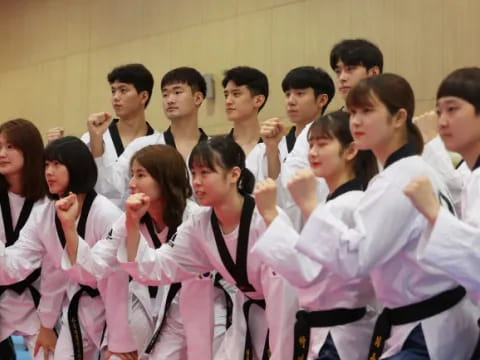 a group of people in white robes
