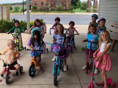 a group of children on bikes