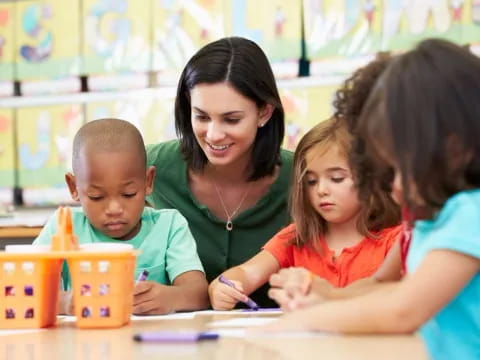 a person and several children