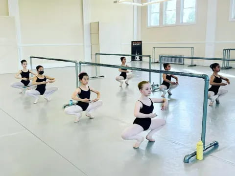 a group of people exercising