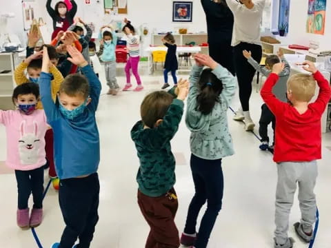 a group of children in a room