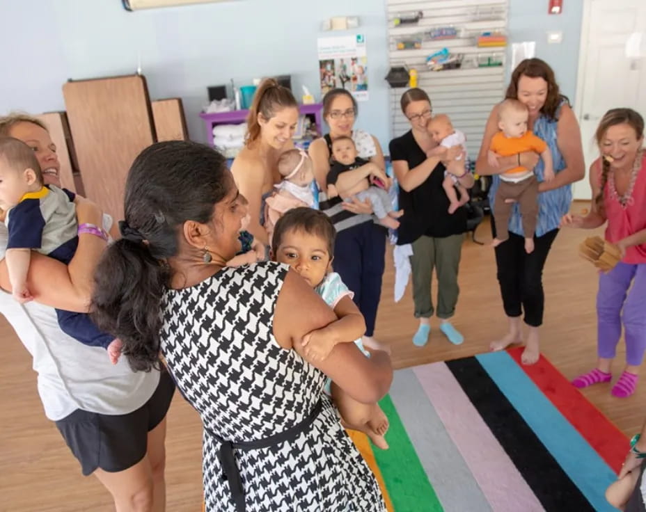 a group of children in a room