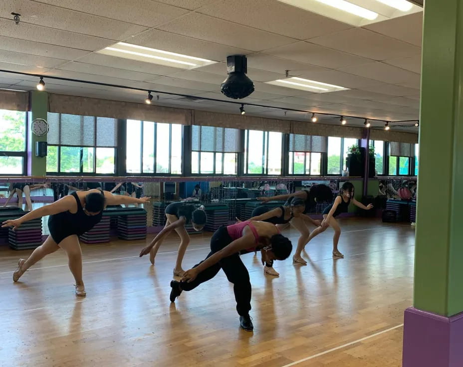 a group of people exercising