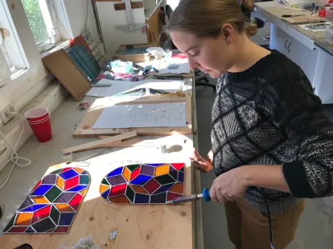 a person painting a picture