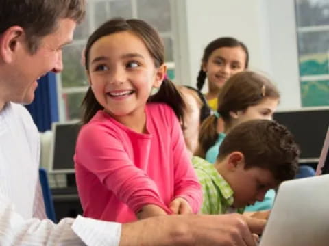 a group of people in a classroom
