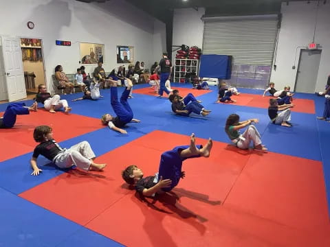 a group of people exercising