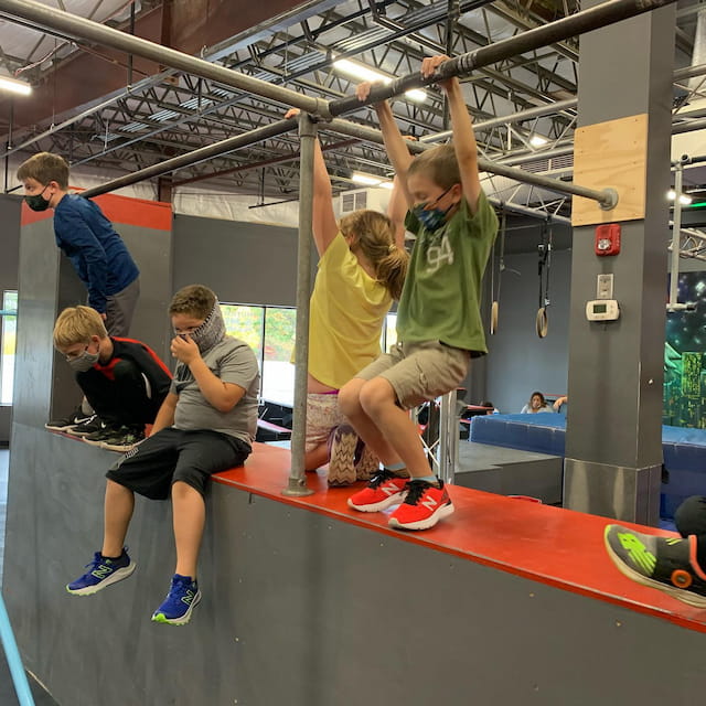 a group of people working out